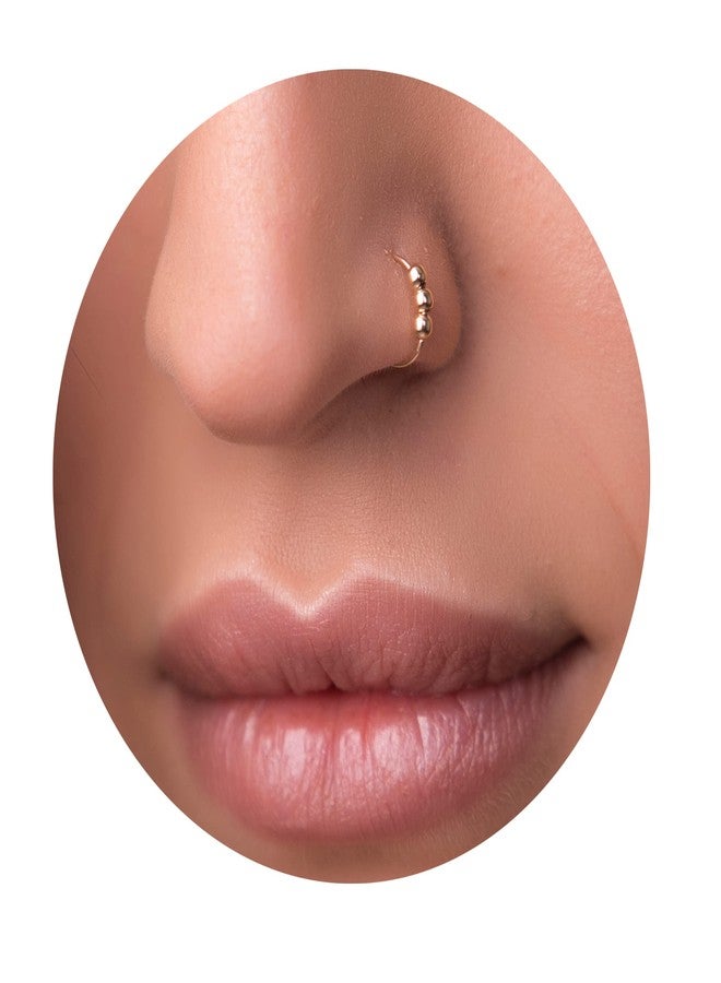 BILIBOOM Tiny 14k Gold Filled Beaded Nose Ring - 24 Gauge Thin Handmade Nose Hoop Gold Filled Snug Nose Ring Hoop -14k Gold Nose Piercing For Women - Cormfortable & Elegant Design - Comes with Gift Packaging - Image 1